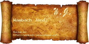 Wambach Jenő névjegykártya